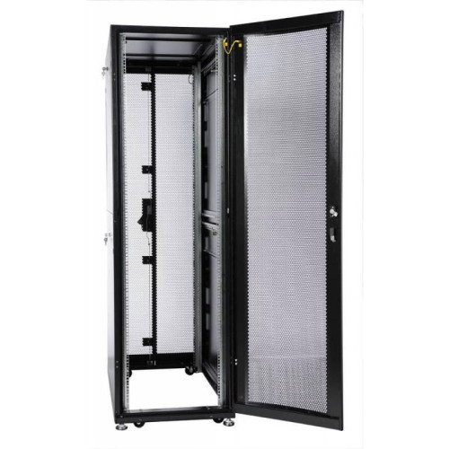 Шкаф серверный ЦМО (ШТК-СП-48.6.12-44АА-9005) напольный 48U 600x1190мм пер.дв.перфор. задн.дв.перфор. 2 бок.пан. направл.под закл.гайки 1350кг черный 890мм 150кг 180град. 2215мм IP20 сталь