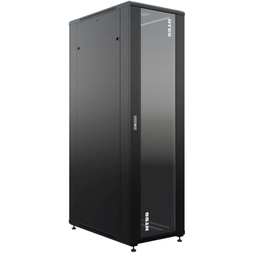 Шкаф серверный NTSS Премиум (NTSS-R42U80100GS-BL) напольный 42U 800x1000мм пер.дв.стекл металл 900кг черный 910мм 160кг 1987мм IP20 сталь