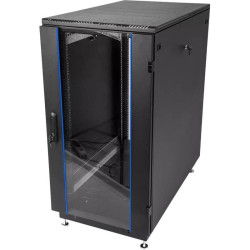 Шкаф коммутационный ЦМО (ШТК-М-18.6.6-1ААА-9005) напольный 18U 600x600мм пер.дв.стекл задн.дв.стал.лист 2 бок.пан. направл.под закл.гайки 270кг черный 455мм 48.6кг 180град. 960мм IP20 сталь