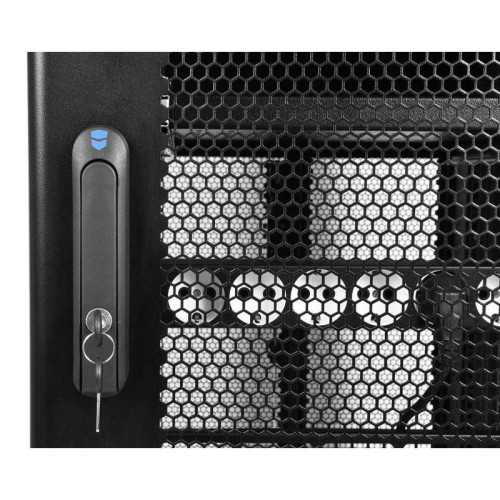 Шкаф серверный ЦМО (ШТК-СП-42.6.10-44АА-9005) напольный 42U 600x990мм пер.дв.перфор. задн.дв.перфор. 2 бок.пан. направл.под закл.гайки 1350кг черный 690мм 139кг 120град. 1950мм IP20 сталь с силовыми розетками укомплектованный