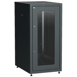ITK LINEA E 18U 600х800мм стекл. пер. дв. задн. метал. чер.