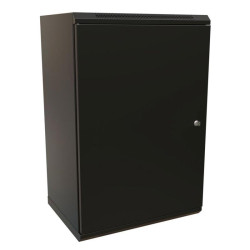 Шкаф коммутационный WRline (WR-TW-1845-SR-RAL9004) настенный 18U 600x450мм пер.дв.металл 2 бок.пан. направл.под винты 60кг черный 370мм 908мм IP20 сталь