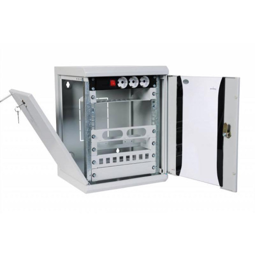 Шкаф коммутационный ЦМО (ШРН-8.255-10) настенный 8U 320x305мм пер.дв.стекл серый 255мм 8.1кг 180град. 420мм