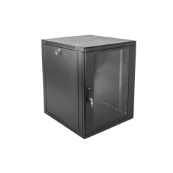 Шкаф коммутационный ЦМО (ШРН-12.350-9005) настенный 12U 600x359мм пер.дв.стекл 200кг черный 300мм 180град.