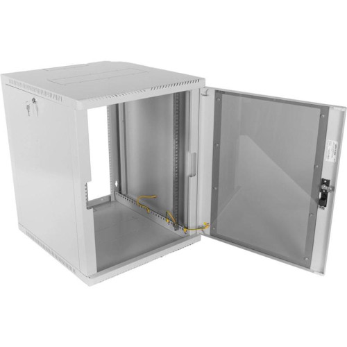 Шкаф коммутационный ЦМО (ШРН-12.500) настенный 12U 600x529мм пер.дв.стекл 200кг черный 470мм 180град.