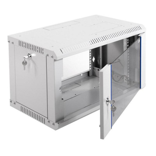 Шкаф коммутационный ЦМО ШРН-ЭКОНОМ (ШРН-Э-6.350) настенный 6U 600x350мм пер.дв.стекл 85кг серый 300мм 11.4кг 180град. 345мм