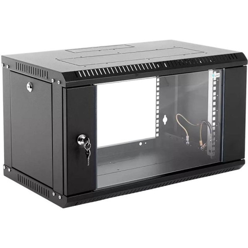 Шкаф коммутационный ЦМО ШРН-Эконом (ШРН-Э-6.500-9005) настенный 6U 600x520мм пер.дв.стекл 75кг черный 470мм 14.94кг 180град. 342мм