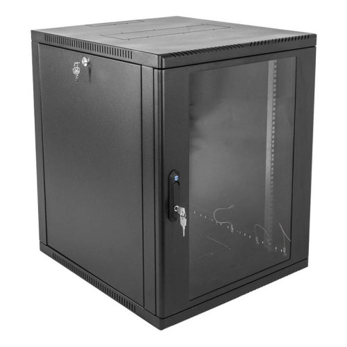 Шкаф коммутационный ЦМО (ШРН-12.500-9005) настенный 12U 600x529мм пер.дв.стекл 200кг черный 470мм 180град.