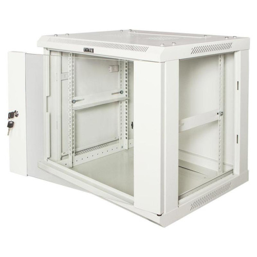 Шкаф коммутационный Lanmaster (TWT-CBWPG-18U-6X8-GY) настенный 18U 600x800мм пер.дв.стекл задн.дв.спл.стал.лист 60кг серый 700мм 45кг 902мм IP20 металл