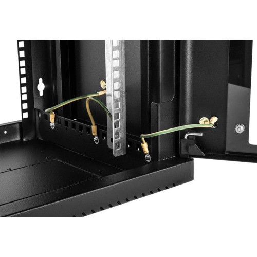 Шкаф коммутационный ЦМО (ШРН-9.500-9005) настенный 9U 600x529мм пер.дв.стекл 200кг черный 470мм 180град.