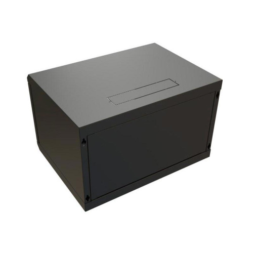 Шкаф коммутационный WRline (WR-TW-0945-SR-RAL9004) настенный 9U 600x450мм пер.дв.металл 2 бок.пан. направл.под винты 60кг черный 350мм 500мм IP20 сталь