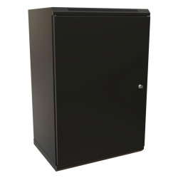 Шкаф коммутационный WRline (WR-TW-1866-SR-RAL9004) настенный 18U 600x600мм пер.дв.металл 2 бок.пан. направл.под винты 60кг черный 520мм 908мм IP20 сталь