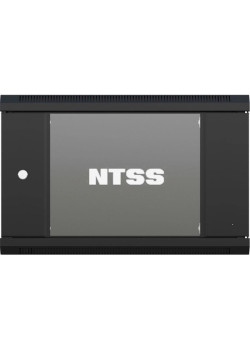 Шкаф коммутационный NTSS NTSS-W6U6045GS-BL настенный 6U 570x450мм пер.дв.стекл 60кг черный 350мм 18кг 220град. 370мм IP20 сталь