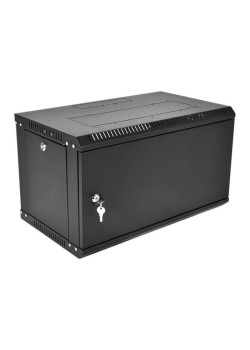 Шкаф коммутационный ЦМО ШРН-Эконом (ШРН-Э-6.350.1-9005) настенный 6U 600x350мм пер.дв.стал.лист 85кг черный 300мм 11кг 180град. 345мм IP20 металл