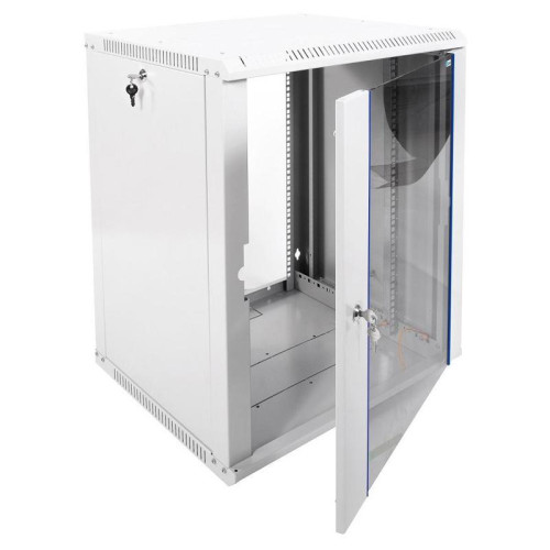 Шкаф коммутационный ЦМО ШРН-ЭКОНОМ (ШРН-Э-15.500) настенный 15U 600x520мм пер.дв.стекл 75кг серый 470мм 23.1кг 180град. 746мм