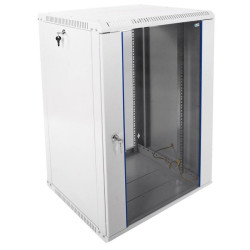 Шкаф коммутационный ЦМО ШРН-ЭКОНОМ (ШРН-Э-18.500) настенный 18U 600x520мм пер.дв.стекл 75кг серый 470мм 27.7кг 180град. 930мм