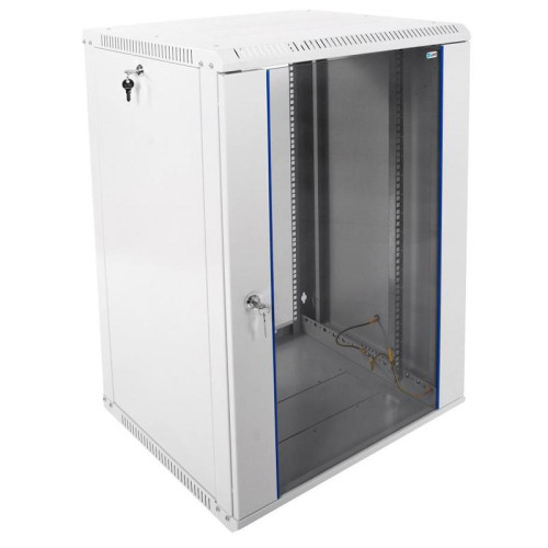 Шкаф коммутационный ЦМО ШРН-ЭКОНОМ (ШРН-Э-18.500) настенный 18U 600x520мм пер.дв.стекл 75кг серый 470мм 27.7кг 180град. 930мм