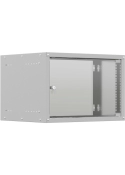Шкаф коммутационный NTSS Lime (NTSS-WL6U5545GS) настенный 6U 550x450мм пер.дв.стекл несъемн.бок.пан. 30кг серый 370мм 9.6кг 110град. 370мм IP20 укомплектованный