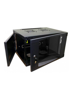 Шкаф коммутационный Lanmaster Next (TWT-CBWNG-12U-6X4-BK) настенный 12U 550x450мм пер.дв.стекл 60кг черный 18.5кг 658мм