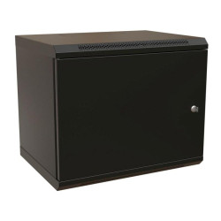 Шкаф коммутационный WRline (WR-TW-1545-SR-RAL9004) настенный 15U 600x450мм пер.дв.металл 2 бок.пан. направл.под винты 60кг черный 370мм 775мм IP20 сталь
