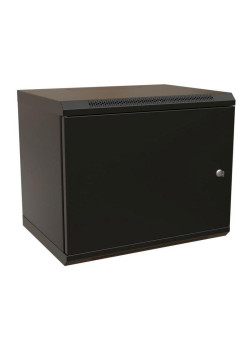 Шкаф коммутационный WRline (WR-TW-1545-SR-RAL9004) настенный 15U 600x450мм пер.дв.металл 2 бок.пан. направл.под винты 60кг черный 370мм 775мм IP20 сталь