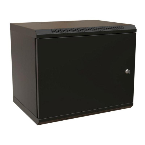 Шкаф коммутационный WRline (WR-TW-1545-SR-RAL9004) настенный 15U 600x450мм пер.дв.металл 2 бок.пан. направл.под винты 60кг черный 370мм 775мм IP20 сталь