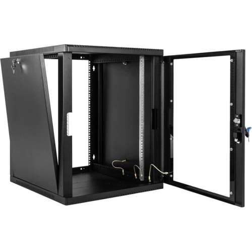 Шкаф коммутационный ЦМО (ШРН-12.650-9005) настенный 12U 600x658мм пер.дв.стекл 200кг серый 600мм 180град.