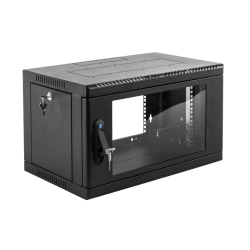 Шкаф коммутационный ЦМО (ШРН-6.500-9005) настенный 6U 600x500мм пер.дв.стекл 200кг черный 470мм 180град.