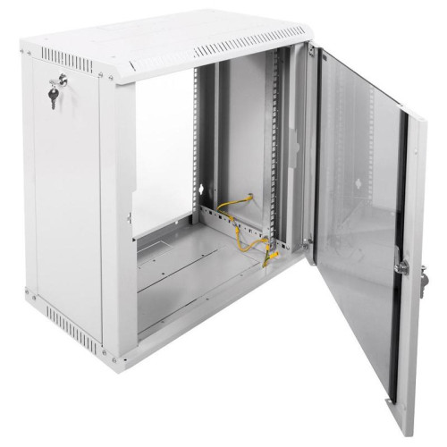 Шкаф коммутационный ЦМО ШРН-ЭКОНОМ (ШРН-Э-12.350) настенный 12U 600x350мм пер.дв.стекл 85кг серый 300мм 15.84кг 180град. 608мм IP20 металл