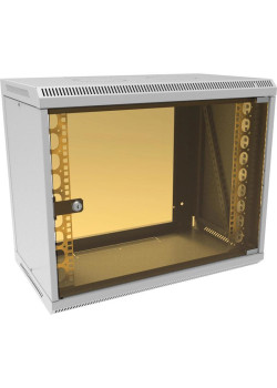 Шкаф коммутационный Suprlan ТВЛ-9U-600-350-СР (05-1090) настенный 9U 600x350мм пер.дв.стекл направл.под закл.гайки RAL 7035 285мм 15кг 500мм металл