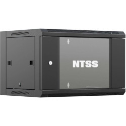 Шкаф коммутационный NTSS (NTSS-W6U6060GS-BL) настенный 6U 570x600мм пер.дв.стекл 60кг черный 500мм 18.8кг 220град. 370мм IP20 сталь