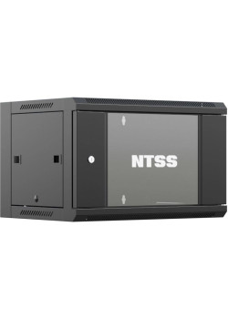 Шкаф коммутационный NTSS (NTSS-W6U6060GS-BL) настенный 6U 570x600мм пер.дв.стекл 60кг черный 500мм 18.8кг 220град. 370мм IP20 сталь
