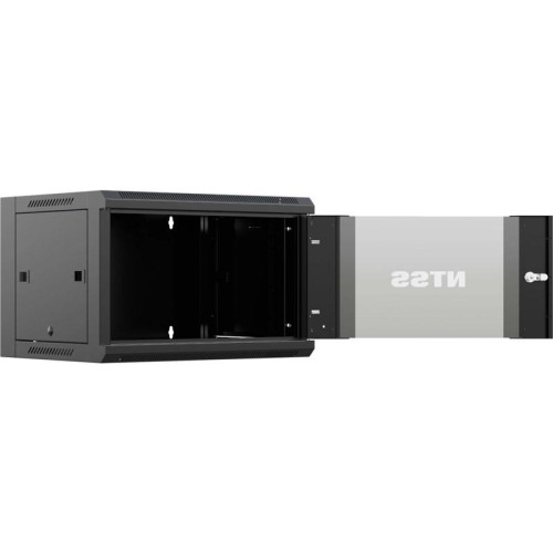 Шкаф коммутационный NTSS NTSS-W12U6060GS-BL настенный 12U 570x600мм пер.дв.стекл 60кг черный 500мм 27кг 220град. 635мм IP20 сталь