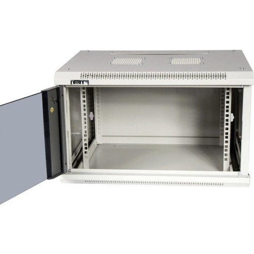 Шкаф коммутационный Lanmaster (TWT-CBWPG-9U-6X6-GY) настенный 9U 600x600мм пер.дв.стекл 60кг серый 502мм