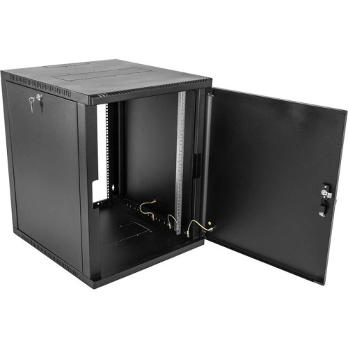 Шкаф коммутационный ЦМО (ШРН-12.650.1-9005) настенный 12U 600x658мм пер.дв.металл 200кг черный 600мм 180град.