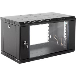 Шкаф коммутационный ЦМО ШРН-Эконом (ШРН-Э-6.500-9005) настенный 6U 600x520мм пер.дв.стекл 75кг черный 470мм 14.94кг 180град. 342мм