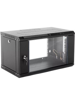 Шкаф коммутационный ЦМО ШРН-Эконом (ШРН-Э-6.500-9005) настенный 6U 600x520мм пер.дв.стекл 75кг черный 470мм 14.94кг 180град. 342мм