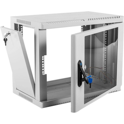 Шкаф коммутационный ЦМО (ШРН-9.350) настенный 9U 600x350мм пер.дв.стекл 200кг серый 300мм 180град.