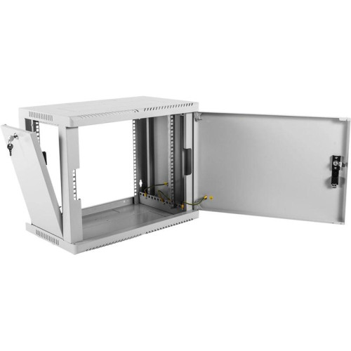 Шкаф коммутационный ЦМО (ШРН-9.350.1) настенный 9U 600x350мм пер.дв.стал.лист 200кг серый 300мм 180град.