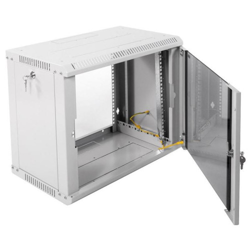 Шкаф коммутационный ЦМО ШРН-ЭКОНОМ (ШРН-Э-9.350) настенный 9U 600x350мм пер.дв.стекл 85кг серый 300мм 13.8кг 180град. 480мм