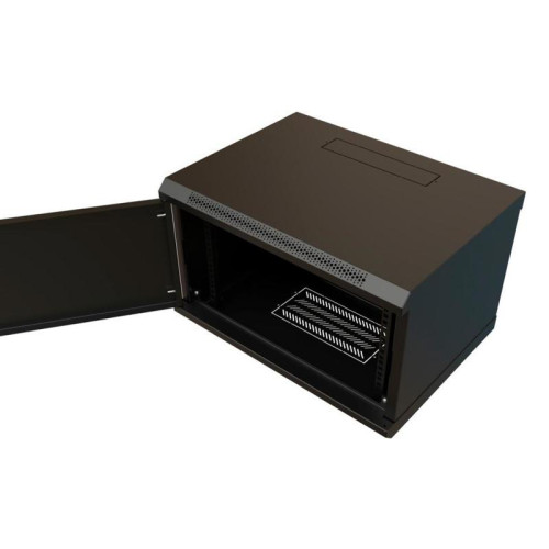 Шкаф коммутационный WRline (WR-TW-0666-SR-RAL9004) настенный 6U 600x600мм пер.дв.металл 2 бок.пан. направл.под винты 60кг черный 500мм 367мм IP20 сталь
