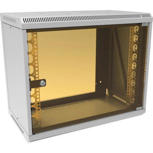 Шкаф коммутационный Suprlan ТВЛ-9U-600-350-СР (05-1090) настенный 9U 600x350мм пер.дв.стекл направл.под закл.гайки RAL 7035 285мм 15кг 500мм металл