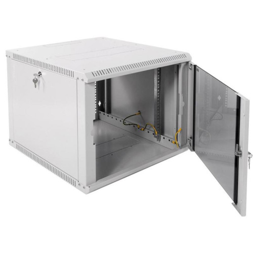 Шкаф коммутационный ЦМО ШРН-ЭКОНОМ (ШРН-Э-9.650) настенный 9U 600x650мм пер.дв.стекл 65кг серый 600мм 20.7кг 180град. 480мм