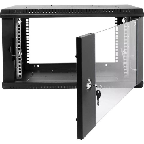 Шкаф коммутационный ЦМО ШРН-ЭКОНОМ (ШРН-Э-6.350-9005) настенный 6U 600x350мм пер.дв.стекл 85кг черный 300мм 11.43кг 180град. 342мм металл