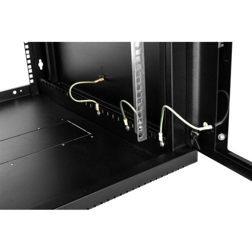 Шкаф коммутационный ЦМО (ШРН-12.500-9005) настенный 12U 600x529мм пер.дв.стекл 200кг черный 470мм 180град.