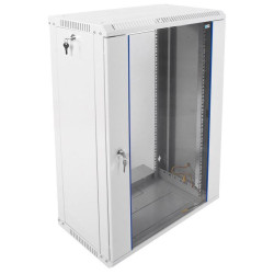 Шкаф коммутационный ЦМО ШРН-ЭКОНОМ (ШРН-Э-18.350) настенный 18U 600x350мм пер.дв.стекл направл.под закл.гайки 85кг серый 300мм 22.14кг 180град. 878мм IP20 сталь
