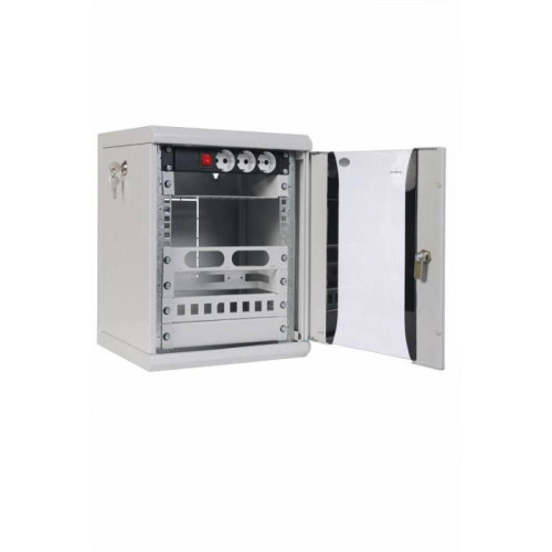 Шкаф коммутационный ЦМО (ШРН-8.255-10) настенный 8U 320x305мм пер.дв.стекл серый 255мм 8.1кг 180град. 420мм