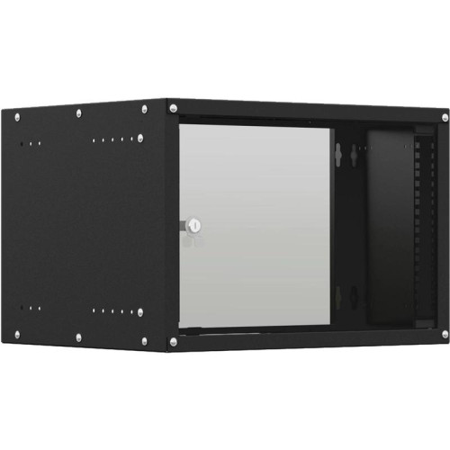 Шкаф коммутационный NTSS Lime (NTSS-WL9U5545GS-BL) настенный 9U 550x450мм пер.дв.стекл несъемн.бок.пан. 30кг черный 370мм 12кг 110град. 500мм IP20 сталь