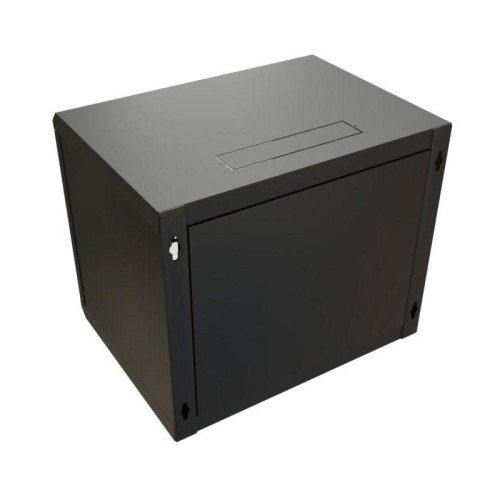 Шкаф коммутационный WRline (WR-TW-1545-SR-RAL9004) настенный 15U 600x450мм пер.дв.металл 2 бок.пан. направл.под винты 60кг черный 370мм 775мм IP20 сталь