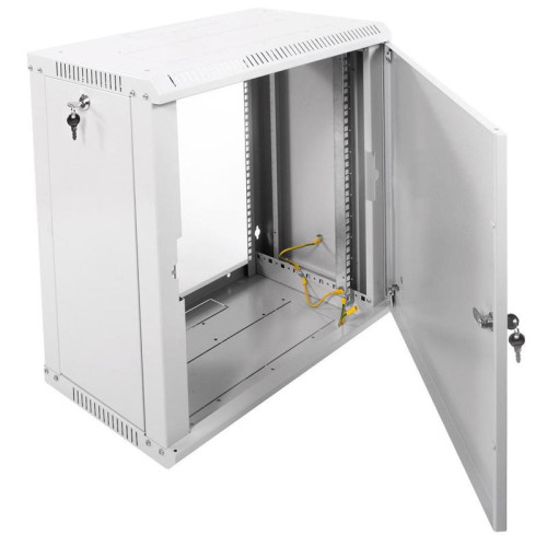 Шкаф коммутационный ЦМО ШРН-ЭКОНОМ (ШРН-Э-12.350.1) настенный 12U 600x350мм пер.дв.металл направл.под закл.гайки 85кг серый 300мм 15.39кг 180град. 608мм IP20 сталь